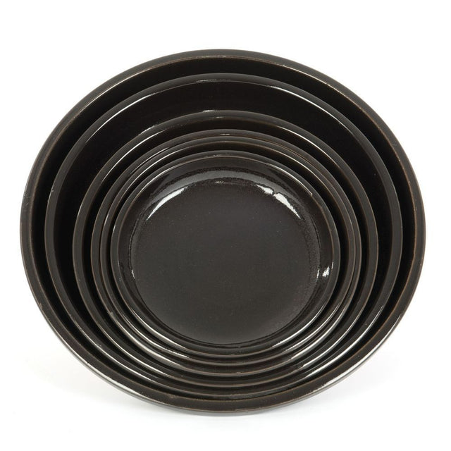 Woodlodge 25cm Black Glazed Saucer - Old Railway Line Garden Centre