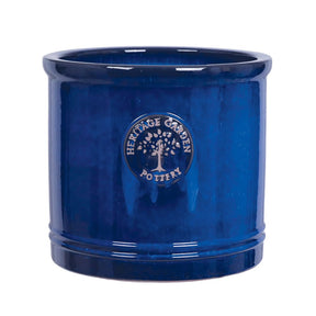 Woodlodge 25cm Blue Glazed Heritage Cylinder Pot - Old Railway Line Garden Centre