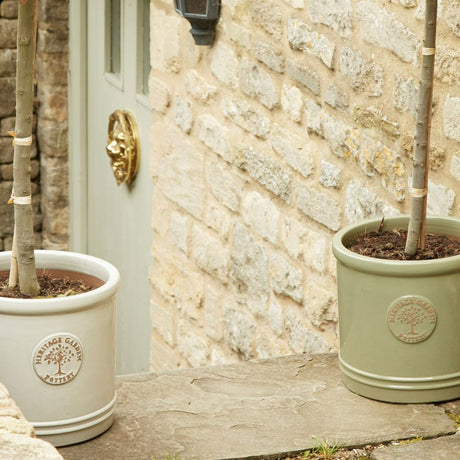 Woodlodge 25cm Mint Green Glazed Heriage Cylinder Pot - Old Railway Line Garden Centre