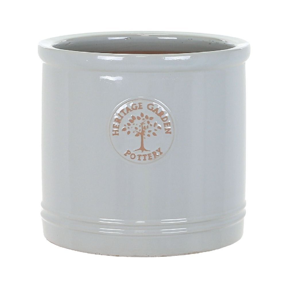 Woodlodge 25cm Pastel Grey Heritage Cylinder Planter - Old Railway Line Garden Centre