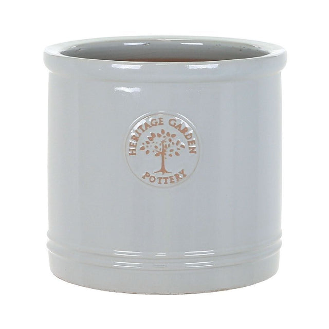 Woodlodge 25cm Pastel Grey Heritage Cylinder Planter - Old Railway Line Garden Centre