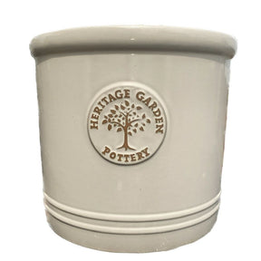 Woodlodge 25cm White / Cream Glazed Heritage Cylinder Pot - Old Railway Line Garden Centre