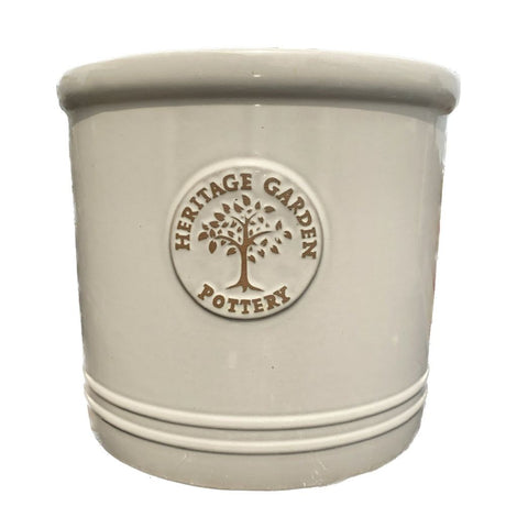 Woodlodge 25cm White / Cream Glazed Heritage Cylinder Pot - Old Railway Line Garden Centre