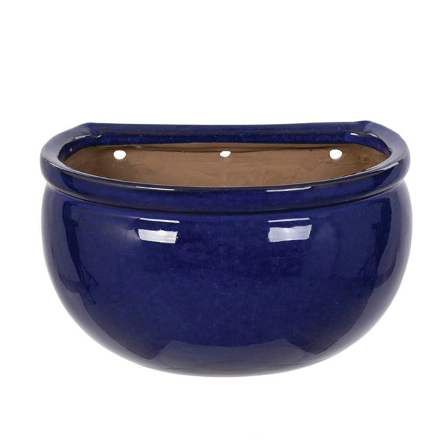 Woodlodge 26cm Blue Glazed Blossom Wall Pot - Old Railway Line Garden Centre