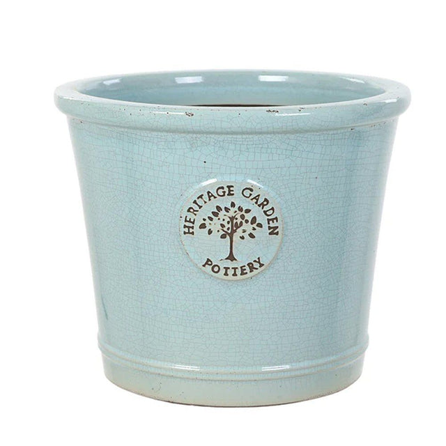 Woodlodge 26cm Green Crackle Heritage Glazed Pot - Old Railway Line Garden Centre