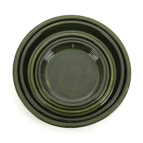 Woodlodge 27cm Green Blossom Glazed Saucer - Old Railway Line Garden Centre