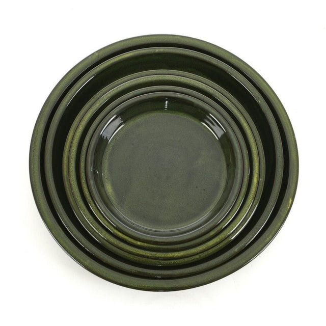 Woodlodge 27cm Green Blossom Glazed Saucer - Old Railway Line Garden Centre