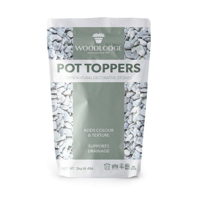 Woodlodge 2kg White Pot Topper Chippings - Old Railway Line Garden Centre