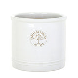 Woodlodge 30cm White/Cream Glazed Heritage Cylinder Pot - Old Railway Line Garden Centre