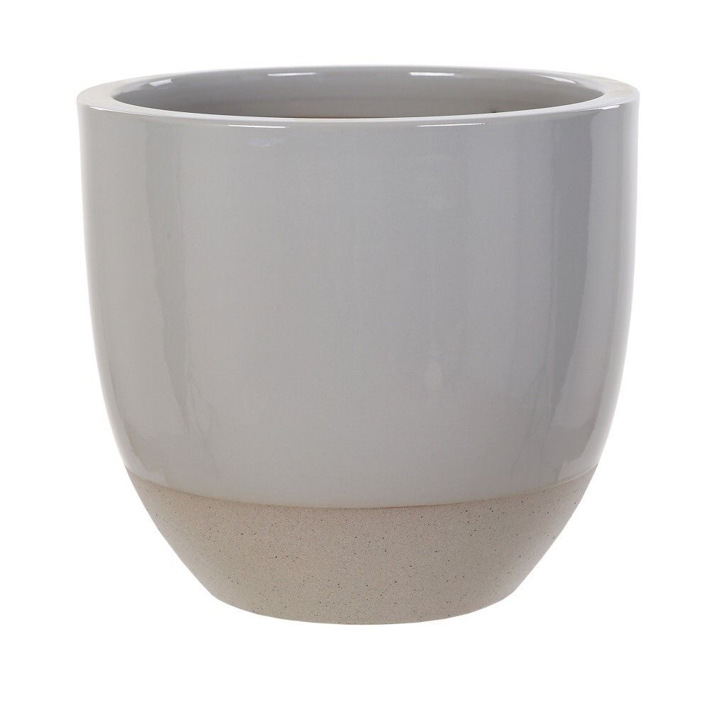 Woodlodge 32cm Pastel Grey Glazed Egg Pot - Old Railway Line Garden Centre