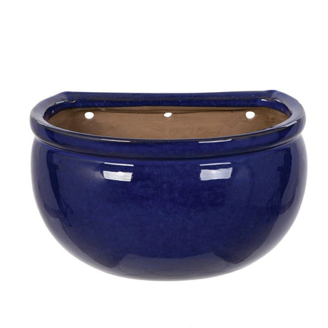 Woodlodge 34cm Blue Glazed Blossom Wall Pot - Old Railway Line Garden Centre