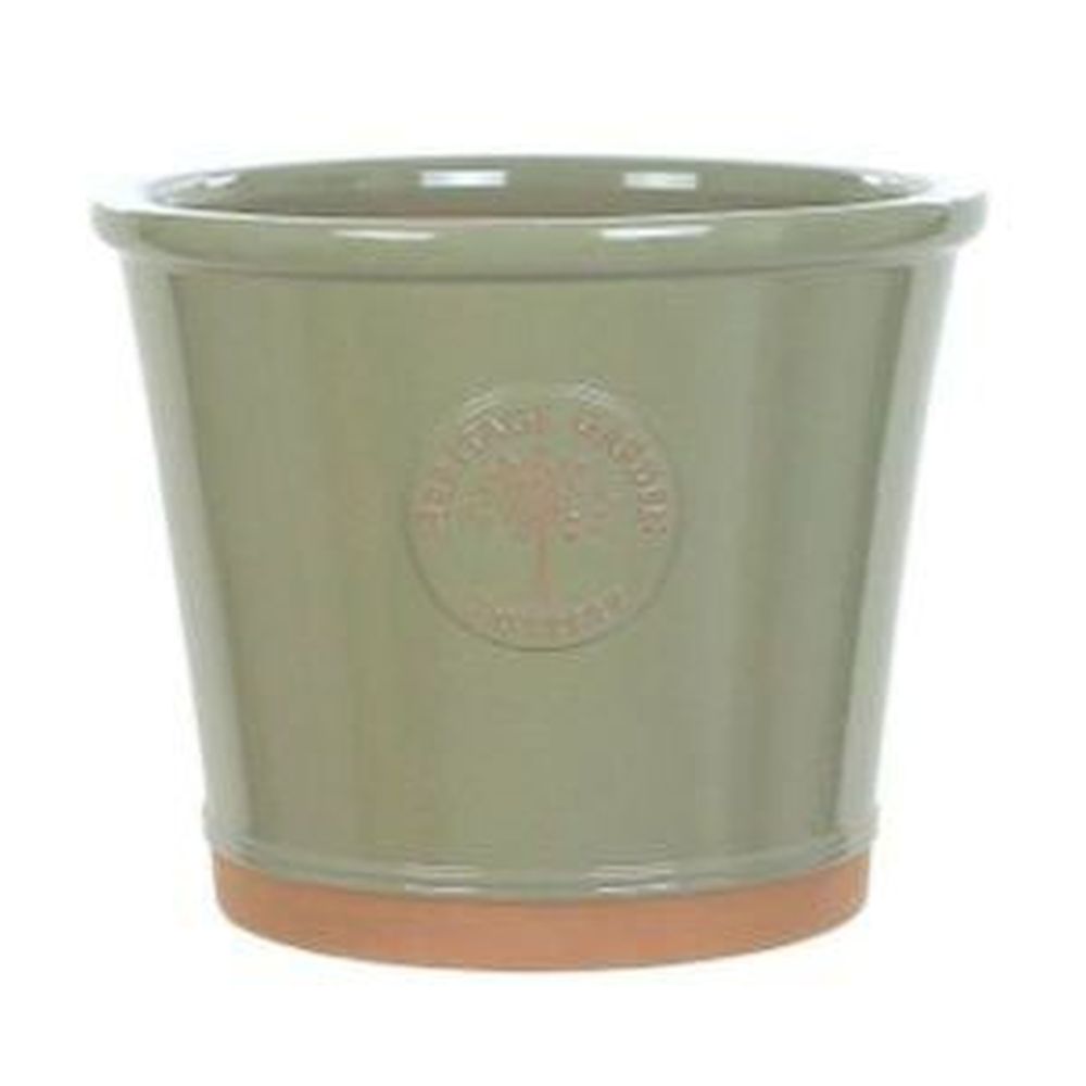Woodlodge 37cm Dark Green Edwin Bowl Glazzed Pot - YEDWBDGR37