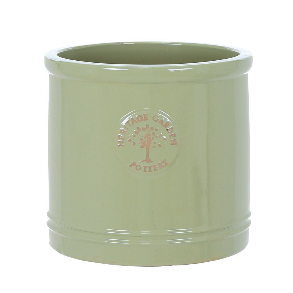 Woodlodge 38cm Mint Green Glazed Heritage Cylinder Pot - Old Railway Line Garden Centre