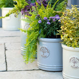 Woodlodge 38cm Pastel Grey Heritage Cylinder Pot - Old Railway Line Garden Centre