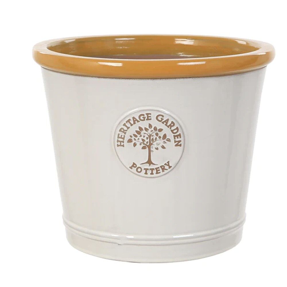 Woodlodge 40cm Yellow Rim Heritage Glazed Pot - Old Railway Line Garden Centre