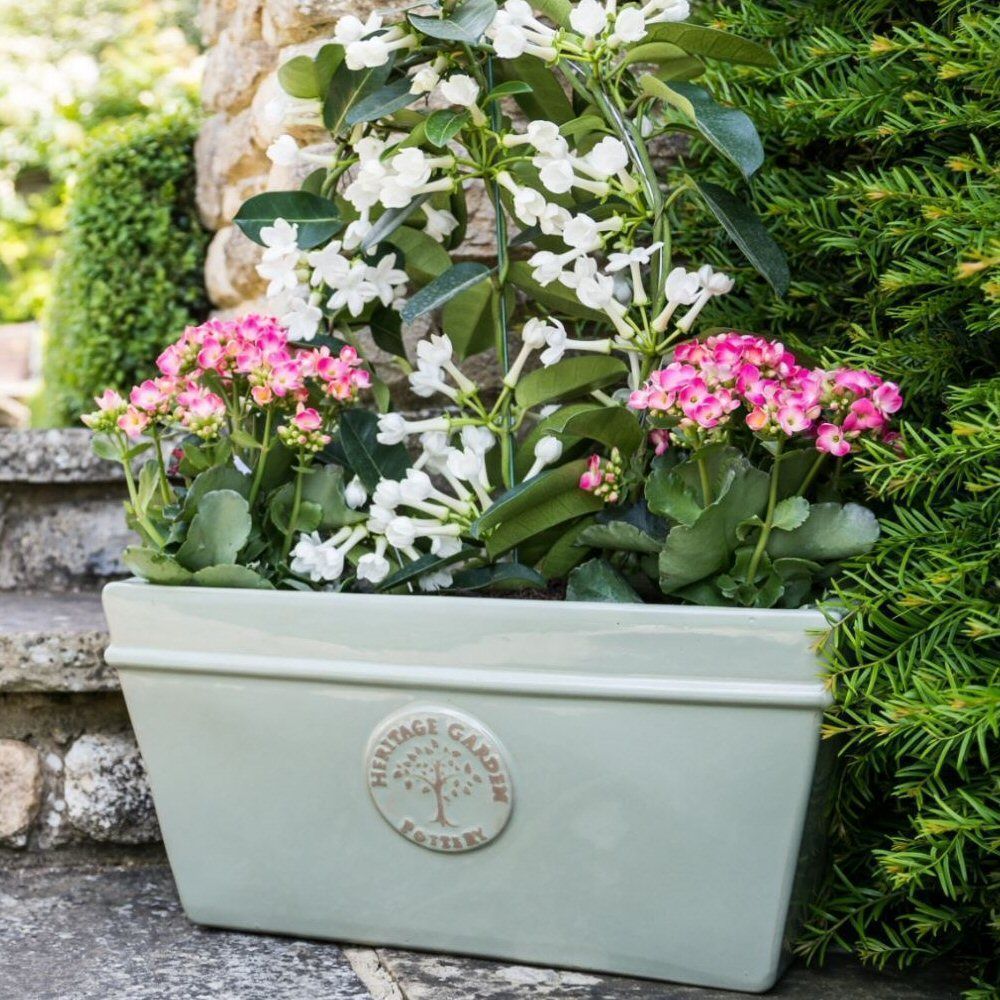 Woodlodge 45cm Green Glazed Heritage Edwardian Trough - Old Railway Line Garden Centre