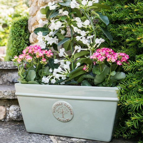 Woodlodge 45cm Green Glazed Heritage Edwardian Trough - Old Railway Line Garden Centre