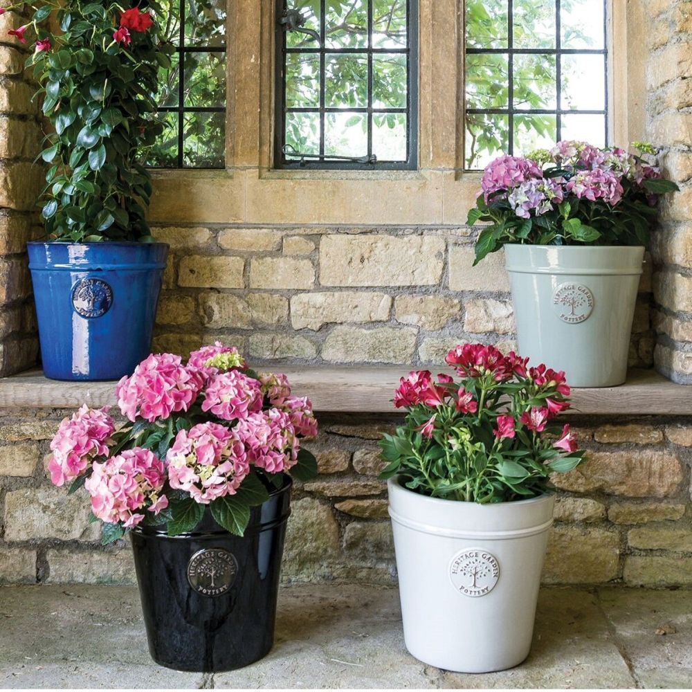 Woodlodge 50cm Blue Glazed Heritage Pot - Old Railway Line Garden Centre