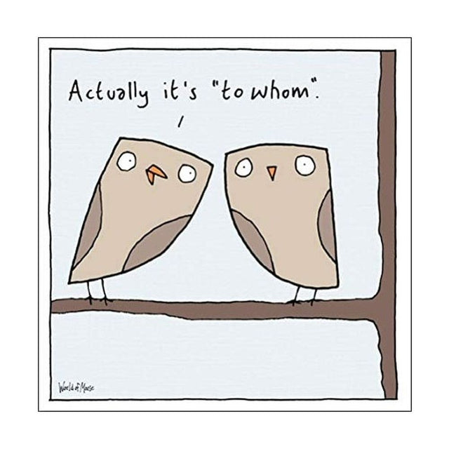 Woodmanstern To Whom Owl Blank Card - Old Railway Line Garden Centre