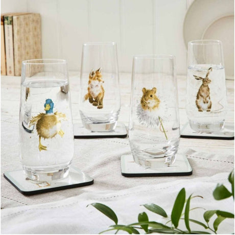 Wrendale Designs Assorted Country Animals Hi - Ball Glasses (Set of 4) - Old Railway Line Garden Centre