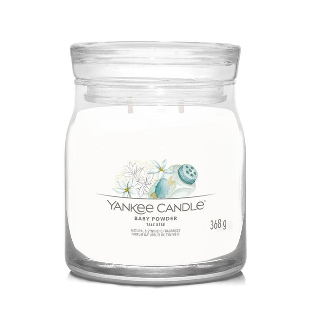 Yankee Candle 368g Baby Powder Signature Medium Jar Candle - Old Railway Line Garden Centre