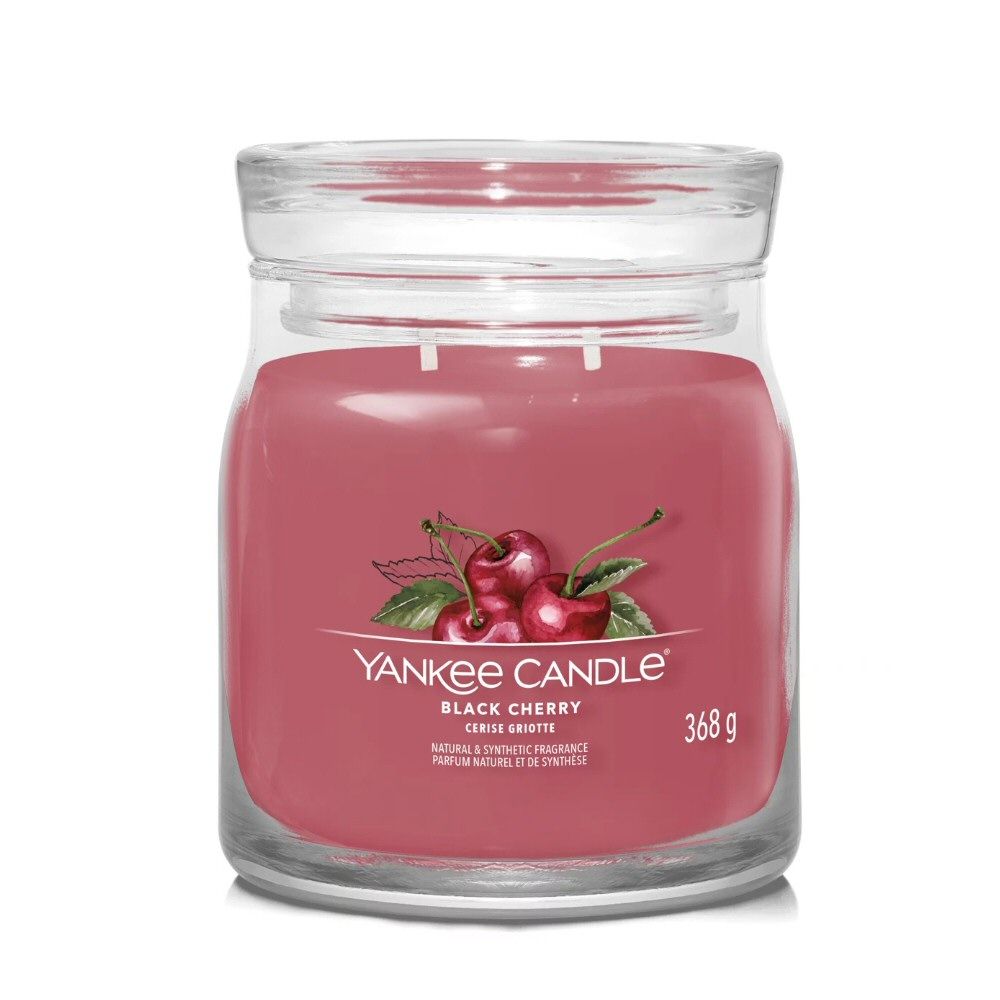 Yankee Candle 368g Black Cherry Signature Medium Jar - Old Railway Line Garden Centre