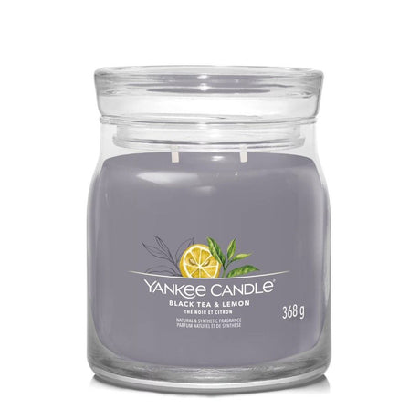 Yankee Candle 368g Black Tea & Lemon Signature Medium Jar Candle - Old Railway Line Garden Centre