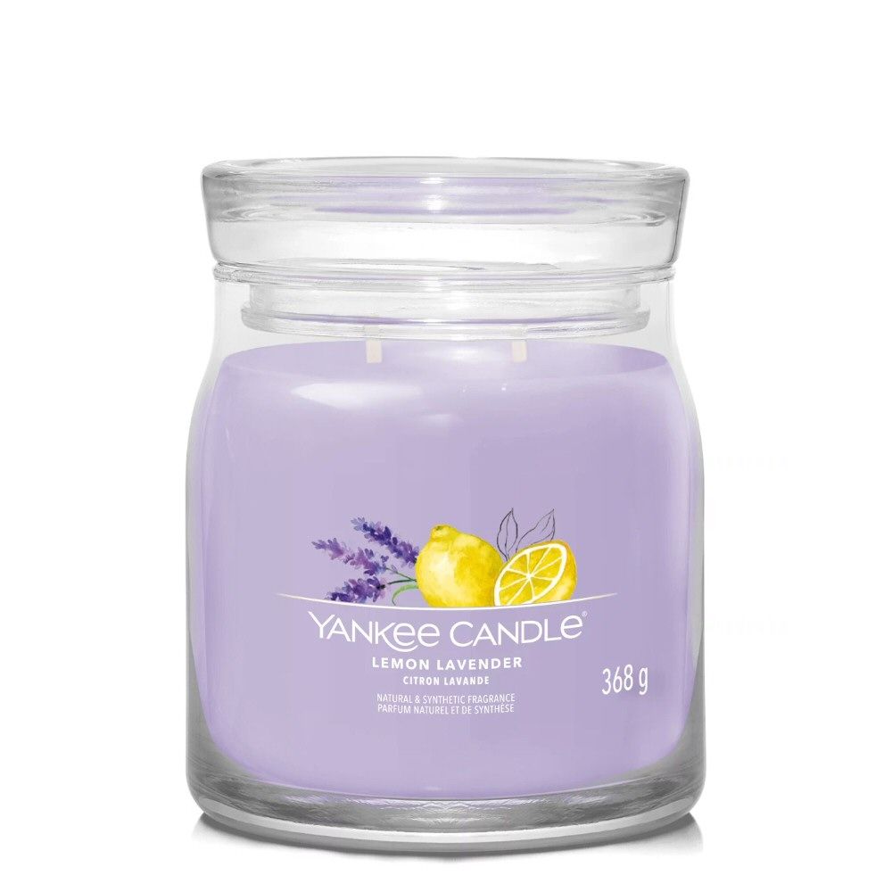 Yankee Candle 368g Lemon & Lavender Signature Medium Jar Candle - Old Railway Line Garden Centre
