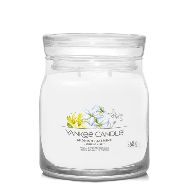 Yankee Candle 368g Midnight Jasmine Signature Medium Jar Candle - Old Railway Line Garden Centre