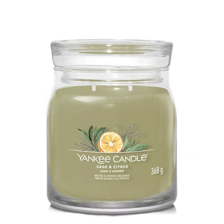 Yankee Candle 368g Sage & Citrus Signature Medium Jar Candle - Old Railway Line Garden Centre