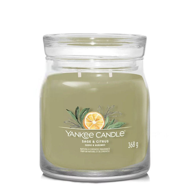 Yankee Candle 368g Sage & Citrus Signature Medium Jar Candle - Old Railway Line Garden Centre