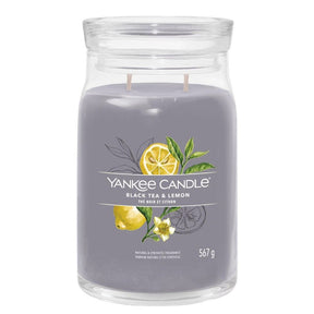Yankee Candle 567g Black Tea & Lemon Signature Large Jar Candle - Old Railway Line Garden Centre