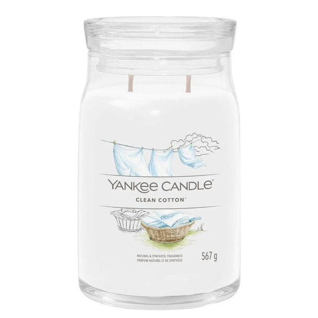 Yankee Candle 567g Clean Cotton Signature Large Jar Candle - Old Railway Line Garden Centre