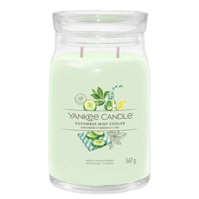 Yankee Candle 567g Cumber Mint Cooler Signature Large Jar Candle - Old Railway Line Garden Centre