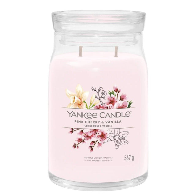 Yankee Candle 567g Pink Cherry & Vanilla Signature Large Jar Candle - Old Railway Line Garden Centre