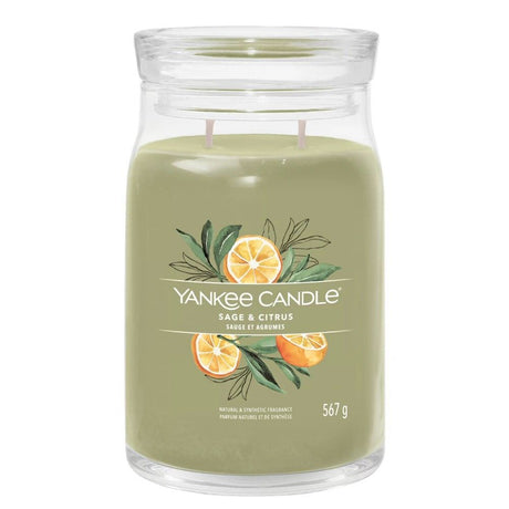 Yankee Candle 567g Sage & Citrus Signature Large Jar Candle - Old Railway Line Garden Centre