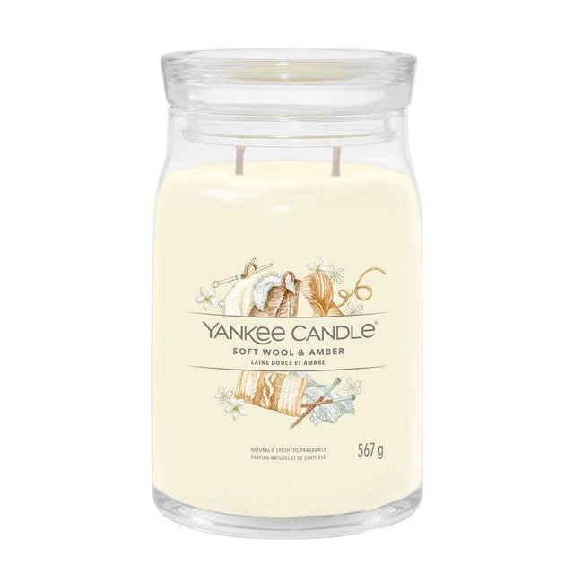 Yankee Candle 567g Soft Wool & Amber Signature Large Jar Candle - Old Railway Line Garden Centre