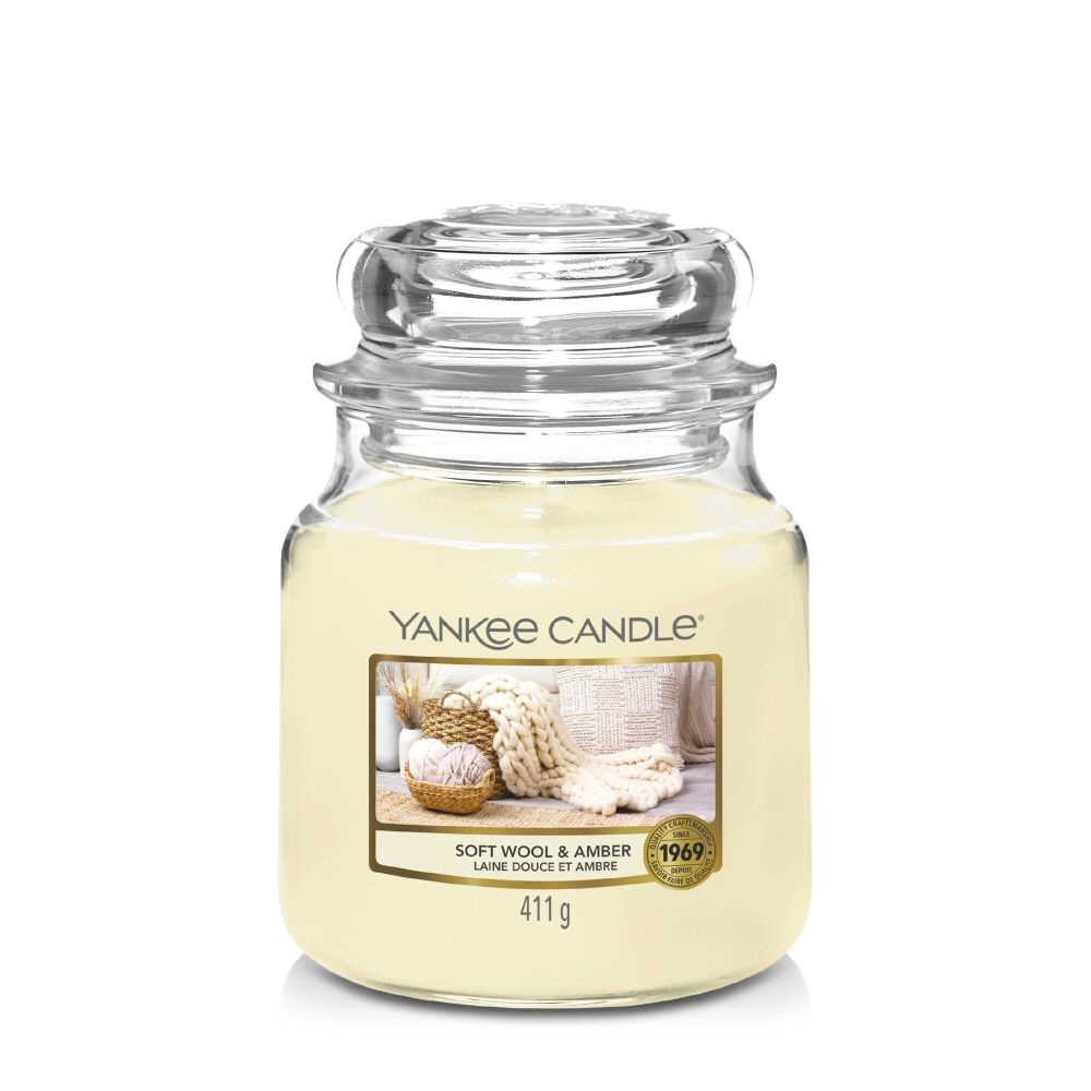 Yankee Candle Soft Wool & Amber Medium Jar Candle - Old Railway Line Garden Centre