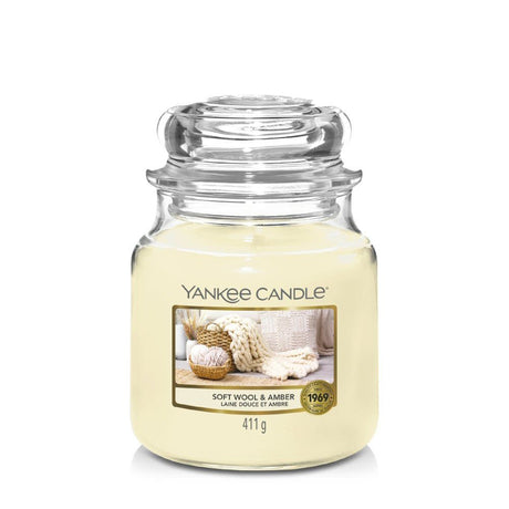 Yankee Candle Soft Wool & Amber Medium Jar Candle - Old Railway Line Garden Centre