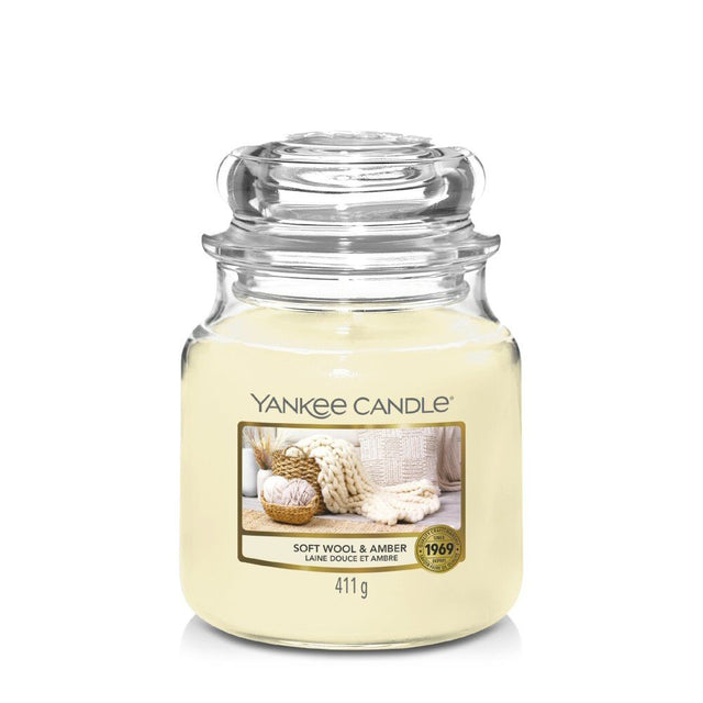 Yankee Candle Soft Wool & Amber Medium Jar Candle - Old Railway Line Garden Centre