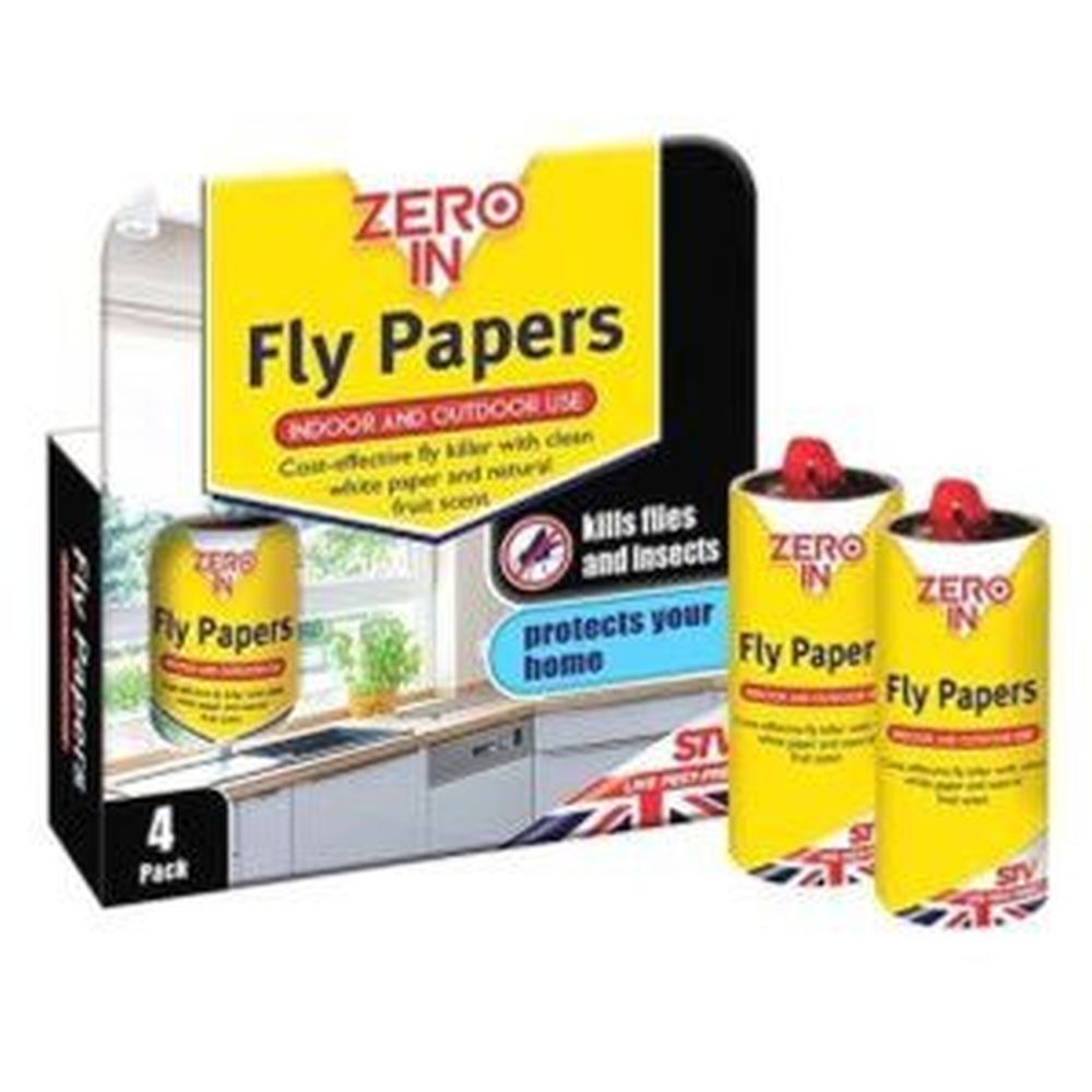 Zero In 4 Pack Fly Papers - Old Railway Line Garden Centre