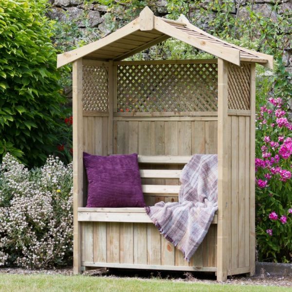 Zest 4 Leisure 1.57m Dorset Wooden Arbour with Storage Box - Old Railway Line Garden Centre