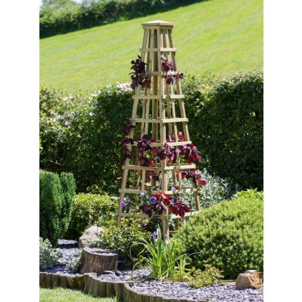 Zest 4 Leisure 2m Wooden Snowdon Obelisk Plant Support - Old Railway Line Garden Centre